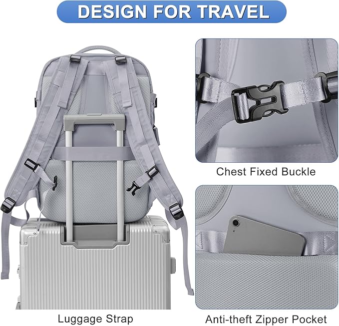 coofay Expandable Backpack For Traveling On Airplane Carry On Backpack Flight Approved Personal Item Travel Backpack For Women Men Airline Approved Gym Bag With Shoe Compartment Travel Weekender Bag
