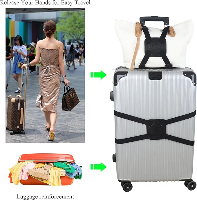 Luggage Bungee Bag Bungee, Luggage Straps Suitcase Adjustable Belt – an Adjustable and Portable Travel Suitcase Accessory-Black Buckle