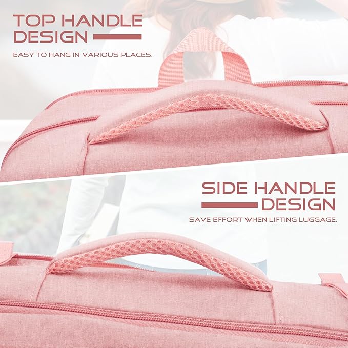 Travel Backpack for Women, Expanable Carry on Backpack, TSA 17.3 inch Laptop Bag Flight Approved, Lightweight Waterproof Business Luggage Bag, Travel Gifts for Women, Pink