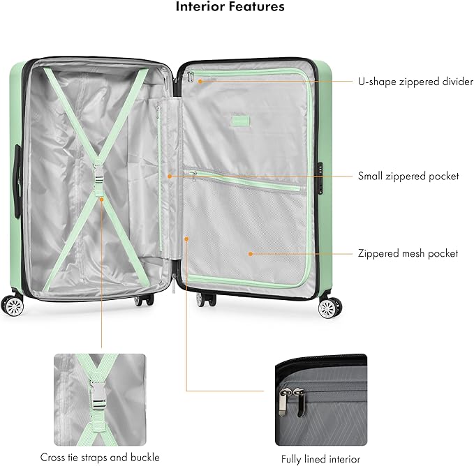 Travel Select Snowcreek Hardside Expandable Spinner Luggage Set w/USB Port, Mint, 3-Piece