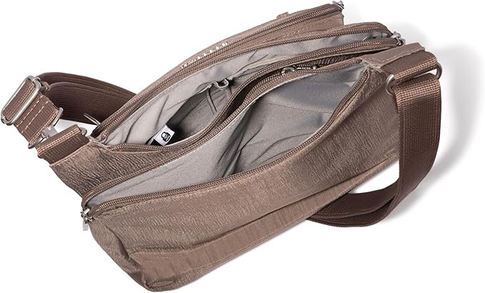 Baggallini Securtex Anti-theft Crossover Crossbody Bag 11”w X 8.5”h, Rfid, Built-in Wallet, Locking Zippers