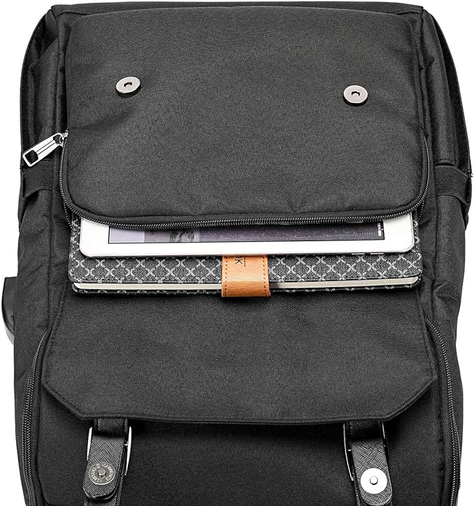 YALUNDISI Vintage Backpack Travel Laptop Backpack with usb Charging Port for Women & Men College Backpack Fits 15.6 Inch Laptop Black