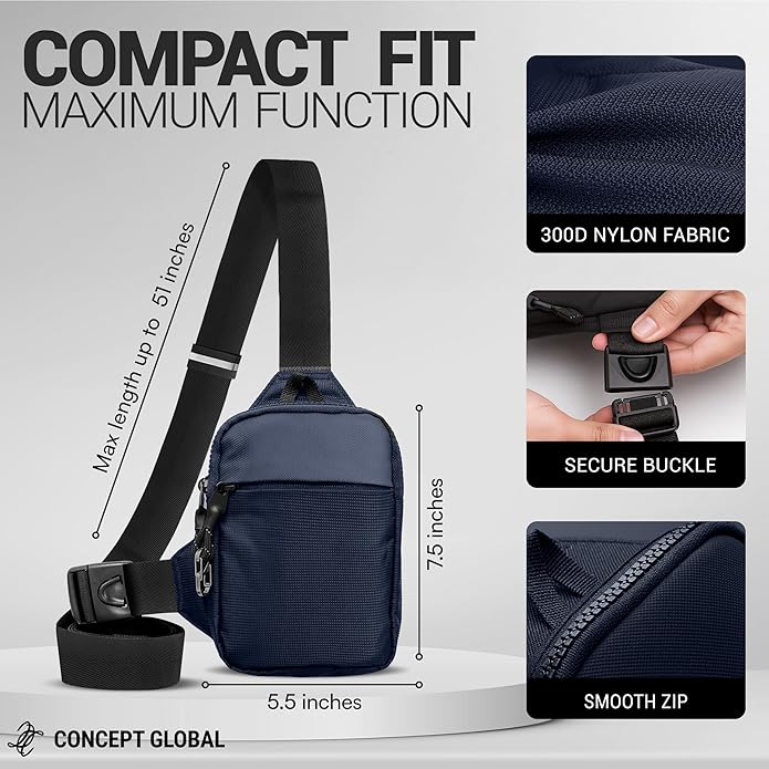 Travel Sling Bag for Men & Women - Water Resistant Crossbody Multipocket Chest Bag with Anti-Theft & RFID