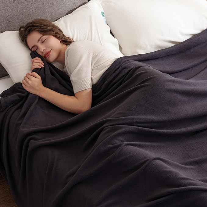 Berkshire Blanket Microfleece Queen Size Bed Blanket Black,Lightweight Soft Breathable Plush Micro Fleece Blanket for Bed Couch Sofa,90x90 Inches