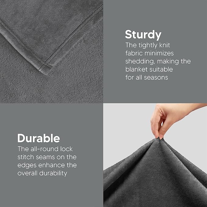 Utopia Bedding Fleece Blanket Queen Size Grey (90x90 Inches) Ultra Soft Warm Lightweight Microfiber Breathable Anti-Static Cozy Winter Bed Blanket, All-Season Home Decor Gift for Men & Women