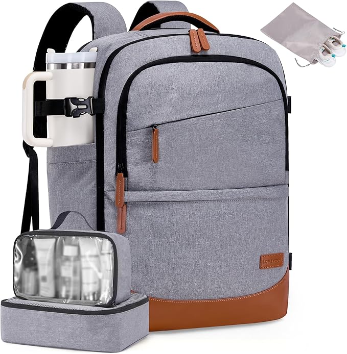 LOVEVOOK Travel Backpack for Women & Men, 40L Carry on Backpack Airline Approved, Large TSA Personal Item Travel Bag fits 17.3" Laptop, Business Weekender Bag for Essentials, 4Pcs