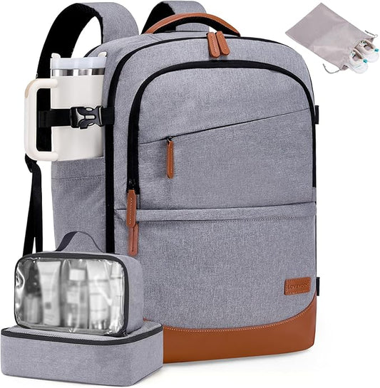 LOVEVOOK Travel Backpack for Women & Men, 40L Carry on Backpack Airline Approved, Large TSA Personal Item Travel Bag fits 17.3" Laptop, Business Weekender Bag for Essentials, 4Pcs