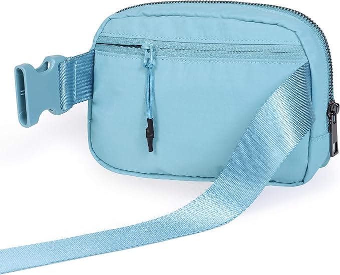ODODOS Unisex Mini Belt Bag with Adjustable Strap Small Fanny Pack for Workout Running Traveling Hiking, Steel Blue