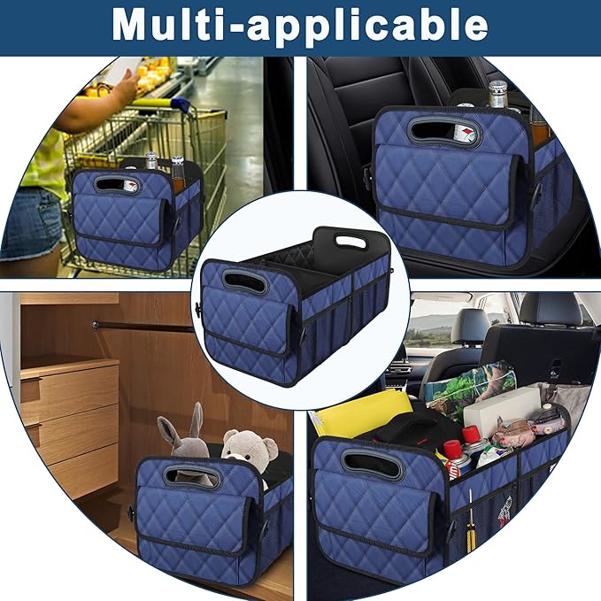 Deosk Car Trunk Organizer for SUV, Car Organizers and Storage with 6 Pocket, Car Accessories for Women/Men 70L Waterproof Polyester Trunk Organizer(Large, Navy Blue)