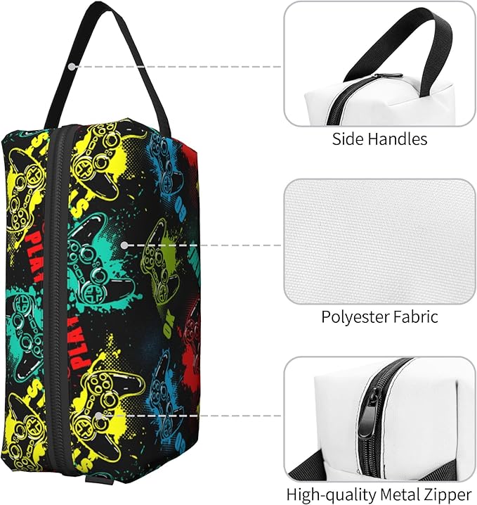 Kids Travel Toiletry Bag for Boys Girls - Waterproof Makeup Pouch Hanging Cosmetic Wash Bags Dopp Kit Shaving Bag for Toiletries Accessories(Game Start)