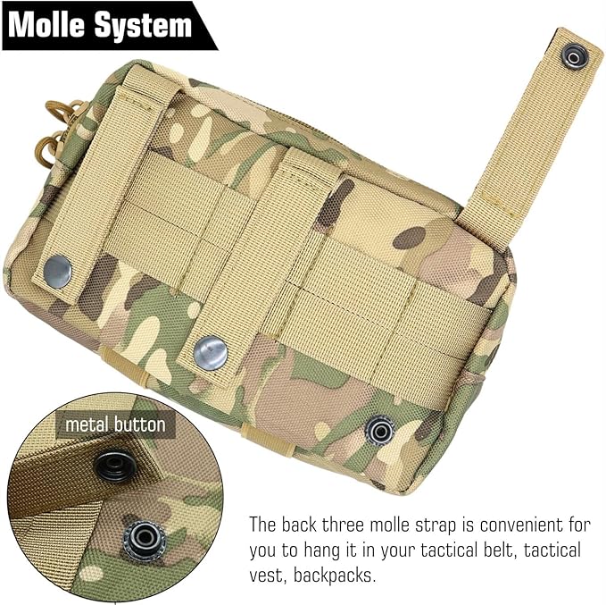 Tactical Molle Pouch, Multi-Purpose EDC Admin Pouch Utility Gadget Gear Backpack Military Waist Bag for Outdoor, Hunting, Traveling, Hiking