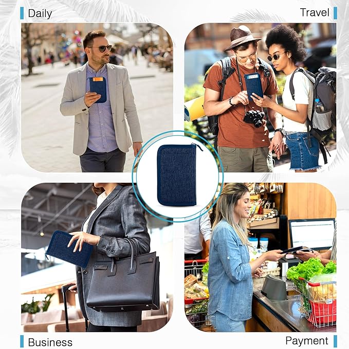 Single Passport Holder for Travel, RFID Travel Document Organizer for Women Waterproof Passport Wallet Men Portable Case for Cards, Boarding Pass, ID, Money, Tickets with Zipper