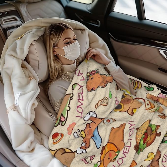 Blanket Gifts for Kids Girls Boys Adults Animals Lovers, Flanne Throw Blanket, Soft Cozy, Warmth, Fluffy Fuzzy Blankets for Couch, Bed, Travel, Living Room, Home, Decor (Capybara 2, 80"x60")