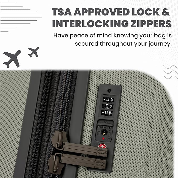 Spyder Rails 2 Piece Luggage Set with 360° Spinner Wheels, TSA Approved Lock, Expandable Hard Shell Suitcases (20 Inch Carry On + 29 Inch Checked)