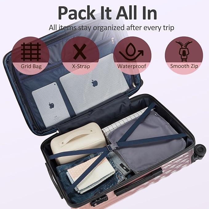 Cheched 22 inch Luggage with Spinner Wheels, Lightweight PC+ABS Hard Shell Suitcases, Expandbale Storage & TSA Aprovel Lock (22.2×15.2×10.4inch)