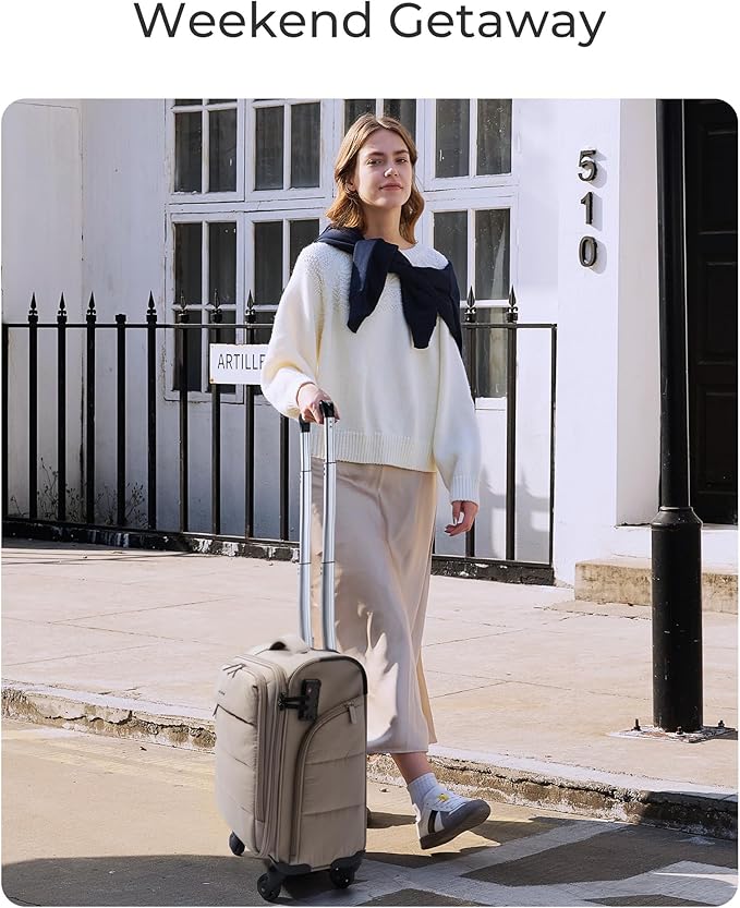 BAGSMART Underseat Carry on Luggage with Wheels, Soft Small Travel Luggage with PVC Wet/Dry Pockets, Lightweight Soft Personal Item Suitcase for Short Trip,Camer