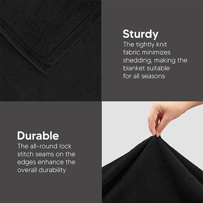 Utopia Bedding Fleece Blanket King Size Black (90x102 Inches) Ultra Soft Warm Lightweight Microfiber Breathable Anti-Static Cozy Winter Bed Blanket, All-Season Home Decor Gift for Men & Women