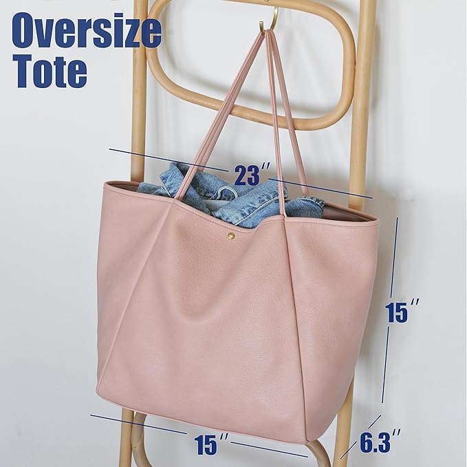 Oversize Pu Leather Tote Women Weekender Bag Shopper Handbag Travel Purse