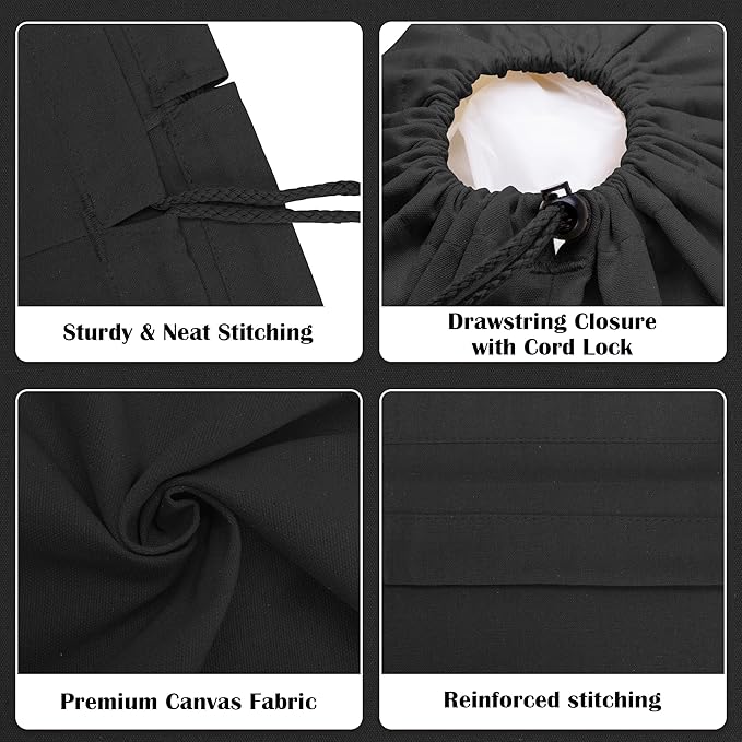 Canvas Laundry Bag with shoulder Strap 24"W x 29"H, Large Drawstring Dirty Clothes Bag Washable Laundry Sack for College Dorm, Travel, Home, Camp (Black)