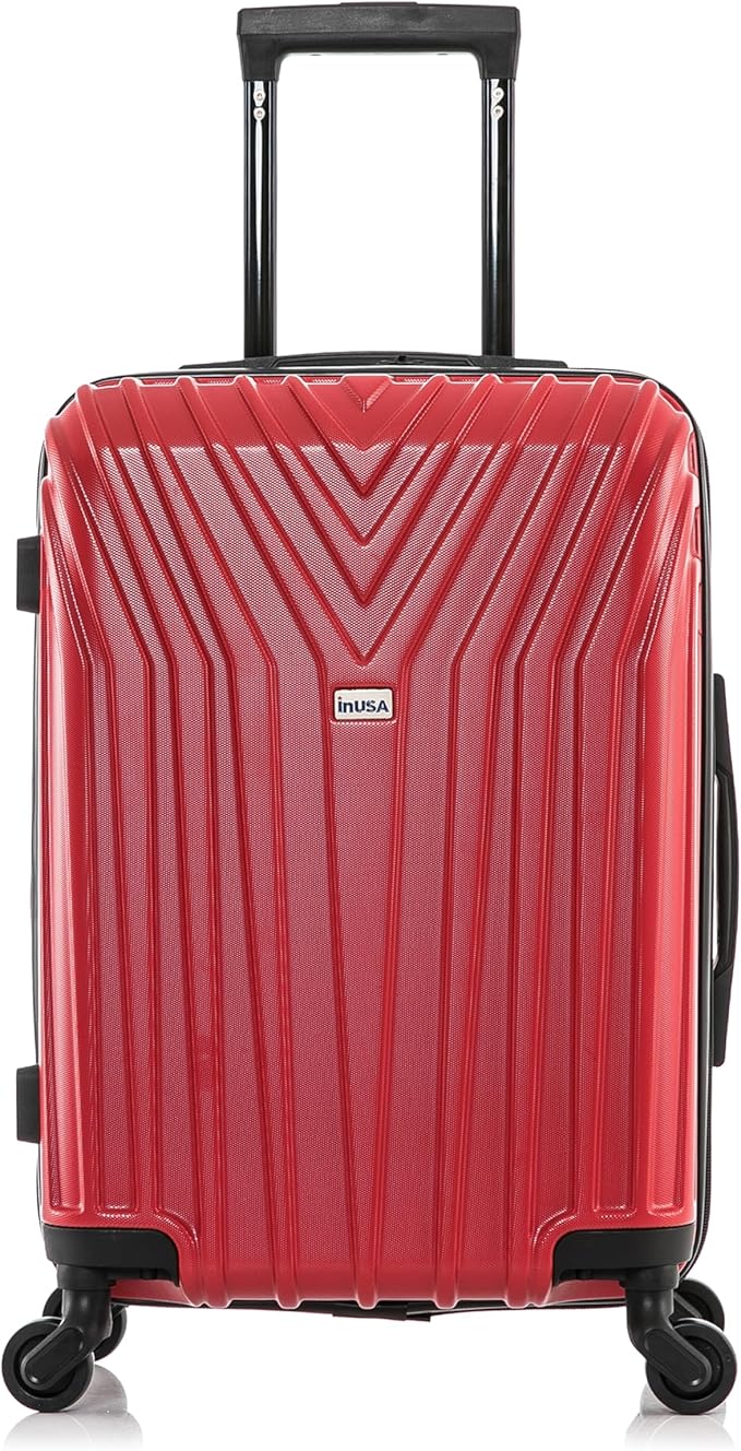 InUSA VASTY Luggage with Spinner Wheels | Durable Lightweight Hardshell Suitcase Travel Bag with Handle and Trolley 20-Inch Carry On Small Luggage | Red