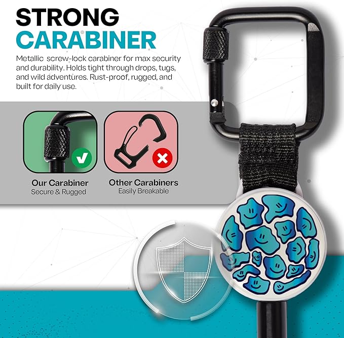 ClutchLoop Anti-Theft Phone Tether - Universal Adhesive Anchor, Retractable Steel Line and Locking Carabiner