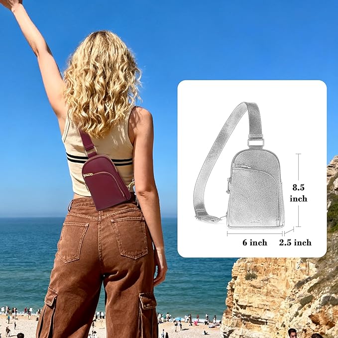 INICAT RFID Blocking Sling Bag, Anti Theft Crossbody Bag for Women, Travel Fanny Pack Style Purse, Vegan Leather