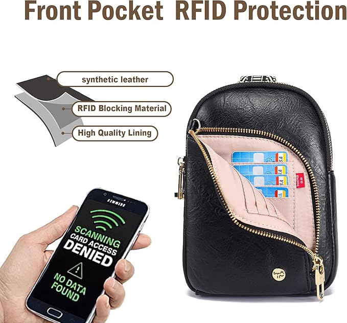 INICAT RFID Blocking Sling Bag, Anti Theft Crossbody Bag for Women, Travel Fanny Pack Style Purse, Vegan Leather