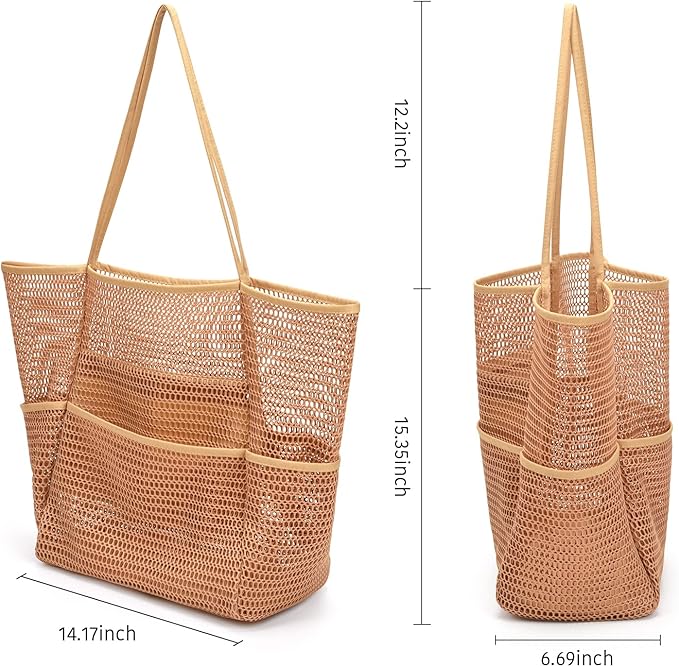 Tainehs Beach Bag - Mesh Tote Bag Beach Vacation Clothes for Women Pool Bag for Travel Pool Family Cruise Essentials 2026