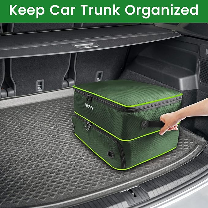YOREPEK 2 Layer Golf Trunk Organizer, Golf Gifts for Men with Separate Ventilated Compartment for 2 Pair Shoes, Waterproof Car Trunk Locker for Balls, Tees, Clothes, Gloves, Gifts for Golfers