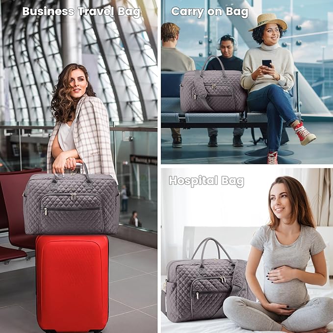 LOVEVOOK Travel Duffle Bag - Women's Weekender Carry On Overnight Laptop & Gym Bag With Toiletry/Shoe Pocket, Hospital Labor Bag