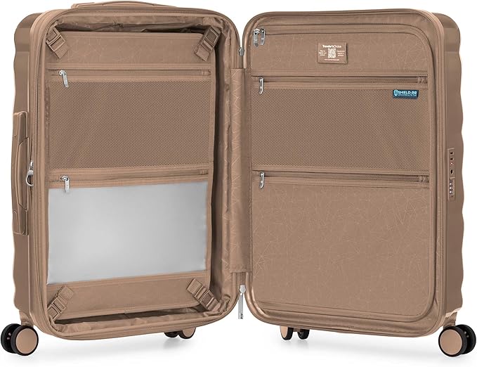 Traveler's Choice Edinburgh II Hardside Spinner Luggage, TSA Lock, Sand, 25" Medium