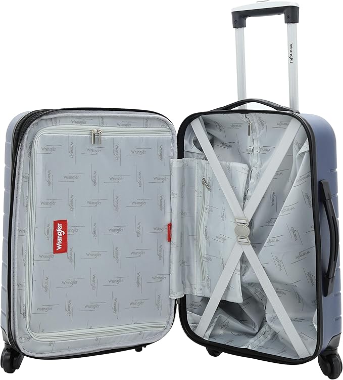 Wrangler Smart Spinner Hardside Luggage, 22-Inch Carry-On, Navy Blue