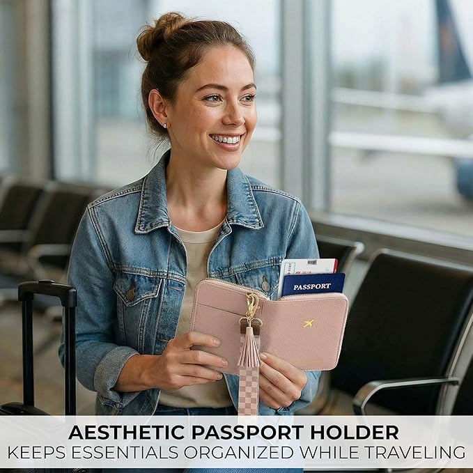 Beautiful Passport Holder for Travel with Wristlet Strap - All-in-One Wallet for Women with Card Slots and Tassel Keychain - Perfect Case to Keep Your Travel Documents Organized & Safe