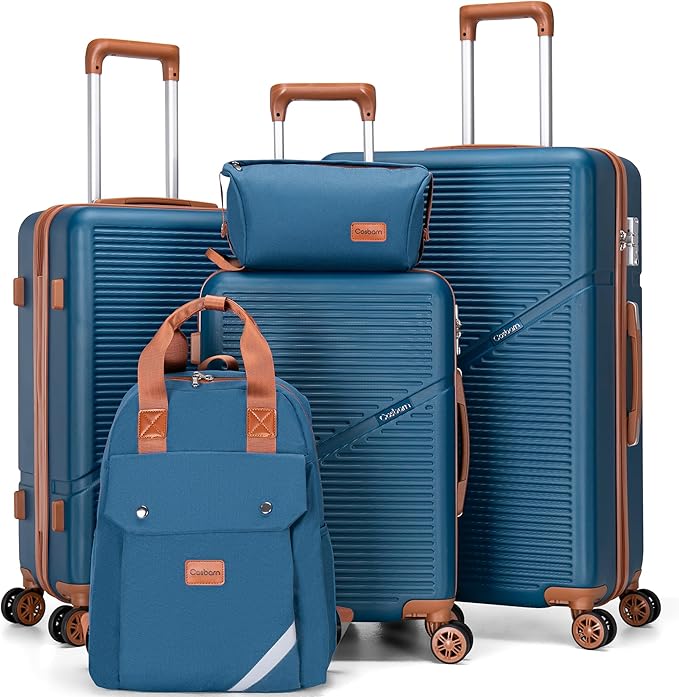 Luggage Sets 5 Piece Suitcases with Wheels, Suitcase Set ABS Hard Case Luggage with TSA Lock Spinner Wheels Durable Travel Luggage (5-Piece Set(20"/24"/28"))