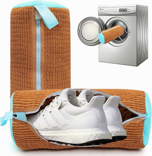 2PCS Shoes Washing Machine Bags, Laundry Shoe Bag for Washer and Dryer, Reusable and Durable Zipper Sneaker Shoe Washing Bag, Tennis Shoes Cleaning Bag for All Shoe Types (Chocolate)