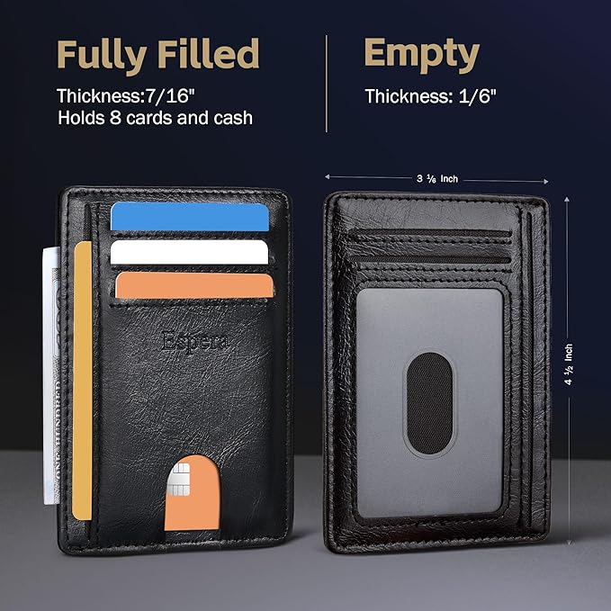 Espera Slim Minimalist Front Pocket Wallet for Men, RFID Blocking Credit Card Holder, Thin Travel ID Card Case, Gifts for Men