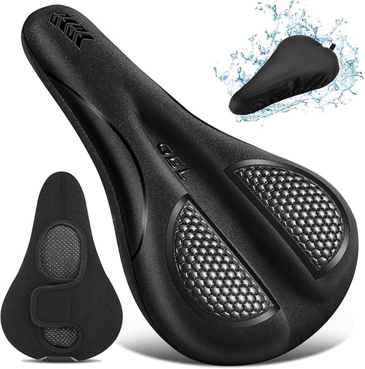 Bike Seat Cushion Gel Padded Bike Seat Cover Extra Soft Comfy for Men Women Comfort,with Peloton Stationary, Exercise, Mountain Bikes, Road & Electric