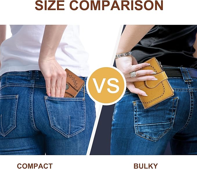 Tipmile Small Wallet for Women Bifold RFID Blocking Card Holder Leather Wallets with Zipper Coin Pocket