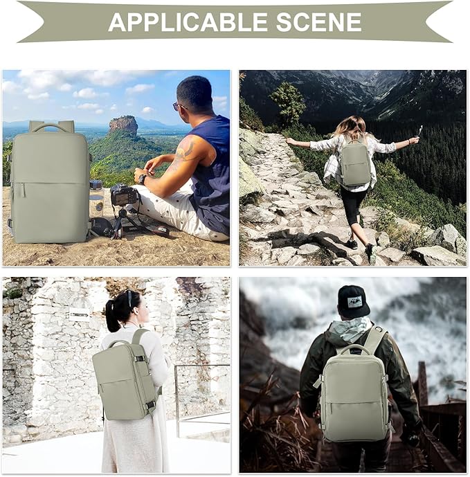 coowoz Black Travel Backpack For Women Men Airline Approved,Carry On Backpack,Large Hiking Backpack Waterproof Outdoor Sports Rucksack Casual Daypack Fit 15.6 Inch Laptop Backpack College Backpack
