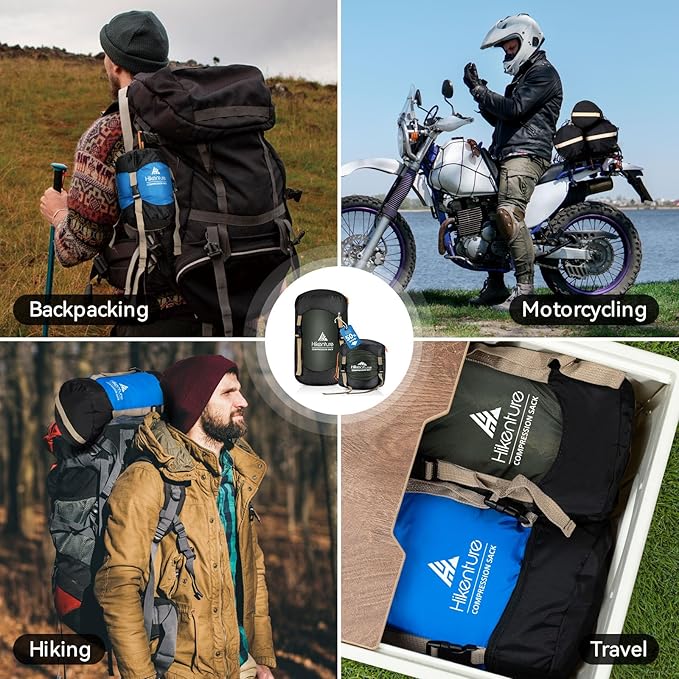 Hikenture Compression Sack for Sleeping Bag, Upgrade Anti-Tear Nylon Sleeping Bag Stuff Sack, 10L/14L/20L/30L Water-Resistant Compression Bag, Storage Bag