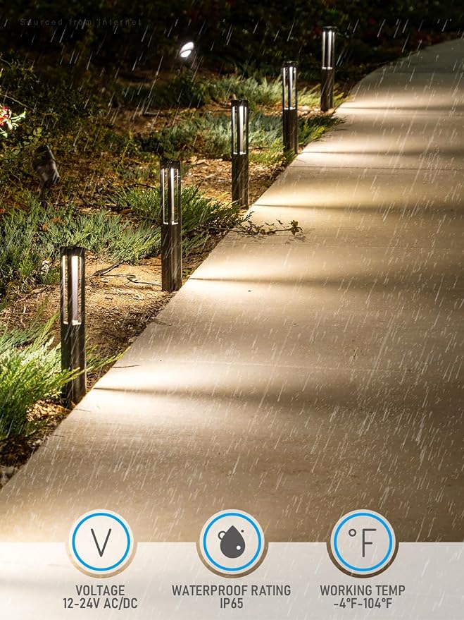 LEONLITE 12-Pack 3W LED Low Voltage Path Lights Aluminum 3000K Black | Landscape Pathway Lights, Outdoor Landscape Lighting for Driveway, Garden, 12-24V AC/DC, ETL, IP65 Waterproof, Warm White