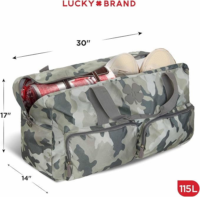 Lucky Travel Duffel Bags 115L, Gym Bag, Travel Bag & Large Duffle Bag for Men, Foldable Overnight Weekender Bags for Women & Men with Adjustable Shoulder Strap, Camo