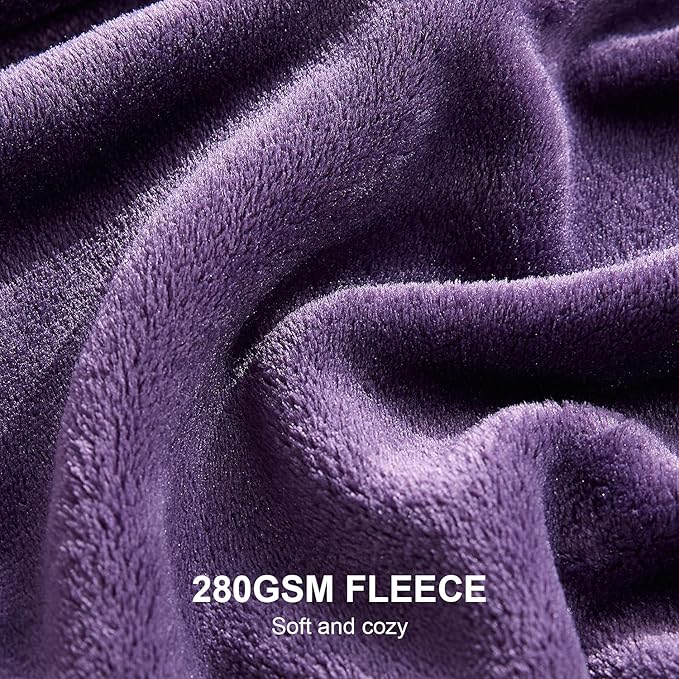Hansleep Fleece Blanket for Couch Purple, Super Soft Flannel Fuzzy Throw Plush Cozy Blanket for All Seasons, Purple, Throw 50x60 Inches