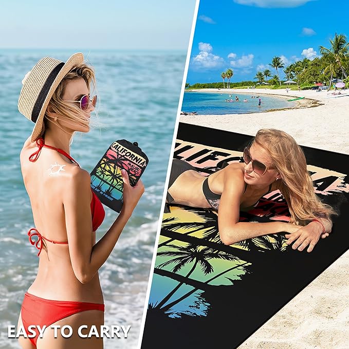 Beach Blanket Waterproof Sandproof Extra Large Beach Mat 79" X 83"/120"x108"for 1-8 Adults Quick Drying Durable Outdoor Picnic Mat for Beach Travel Camping Hiking