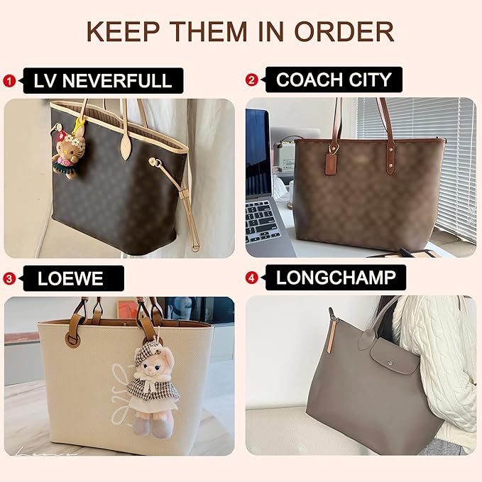 Doxo Purse Organizer Insert, Tote Bag Insert for LV Neverfull PM, C.oach City 30 and More, Ultra Lightweight Bag Organizer Insert with Zipper (Medium,Black)