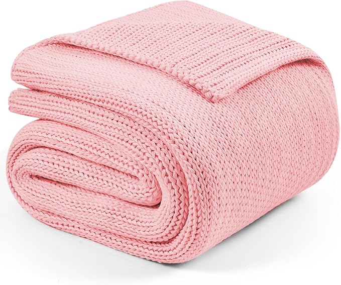 L'AGRATY Knitted Weighted Blanket - 50"x60" 7lbs Cooling Chunky Knit Heavy Blanket for Adults Braided Crochet Throw Thick Cable Yarn Knit Decorative No Beads Evenly Weighted Machine Washable