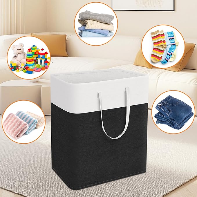 laundry basket 3-Pack, laundry hamper, Hamper with handles, collapsible laundry baskets, Waterproof dirty clothes hamper, Towel Storage for Home or Dorm, 100L-Black