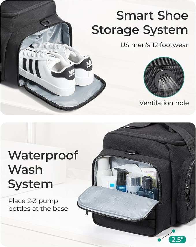 BAGSMART 4-IN-1 Gym Bag for Women Men, TSA Lightweight Duffle Bag for Travel with Shoe Compartment & Wet Pocket, 22L/30L/38L Tactical Backpack with 40oz Water Bottle Holder