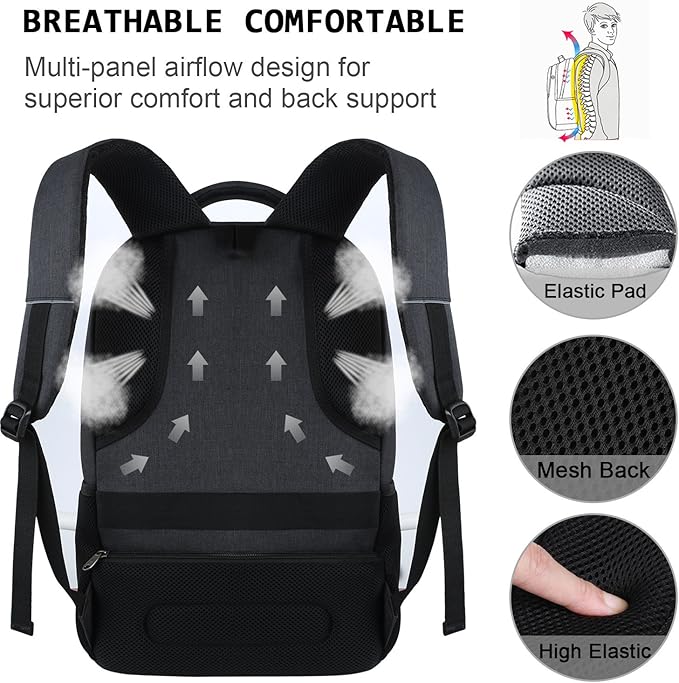 Volher Laptop Backpack,Business Travel Anti Theft Slim Durable Laptops Backpack,Water Resistant College Computer Bag for Women & Men Fits 15.6 Inch Laptop and Notebook - Black