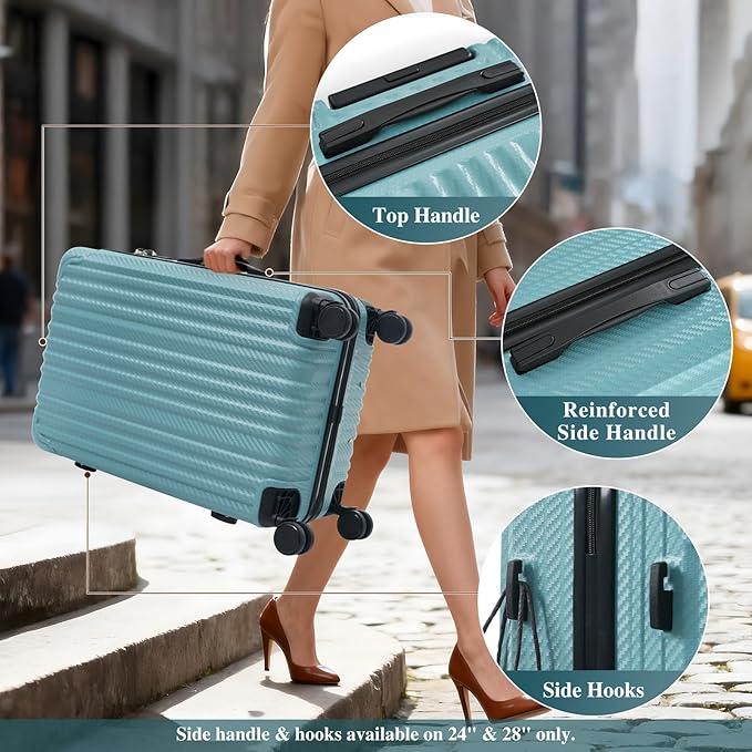Hardshell 6pcs Luggage, Lightweight Suitcase with Spinner Wheels, Ice blue